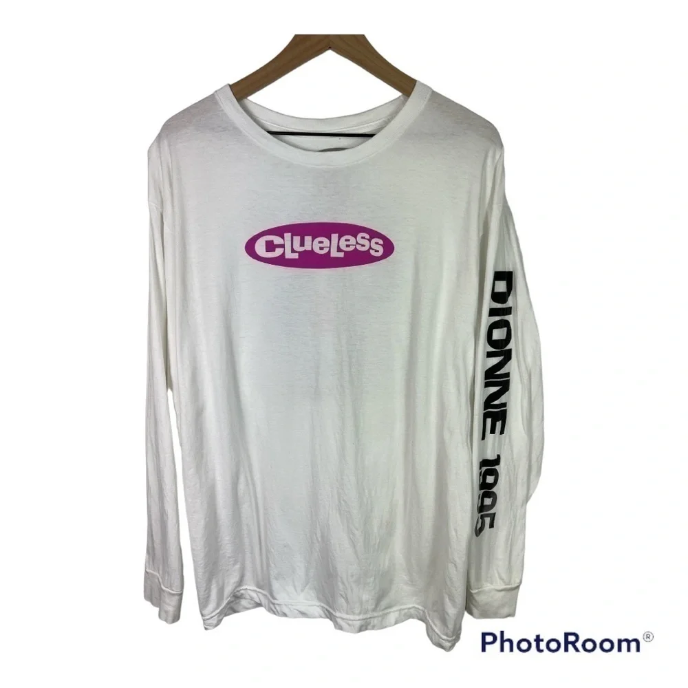 Clueless "Dionne" White Graphic Long Sleeve Tee Sz L - Picture 1 of 7